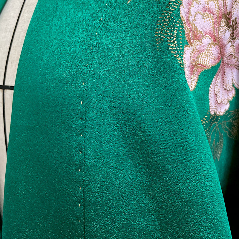 LIGHT KIMONO with Belt, Peacock in Gold Leaf