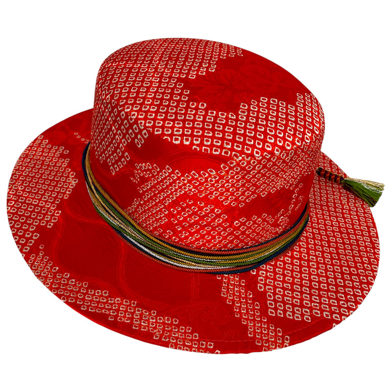 KIMONO HAT | Brim Hat, Vintage Kimono Upcycled Headwear, Fashion | Keiko Tagai