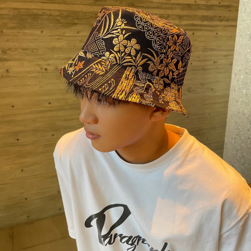 Kimono Bucket Hat, Embroidered Traditional Patterns L