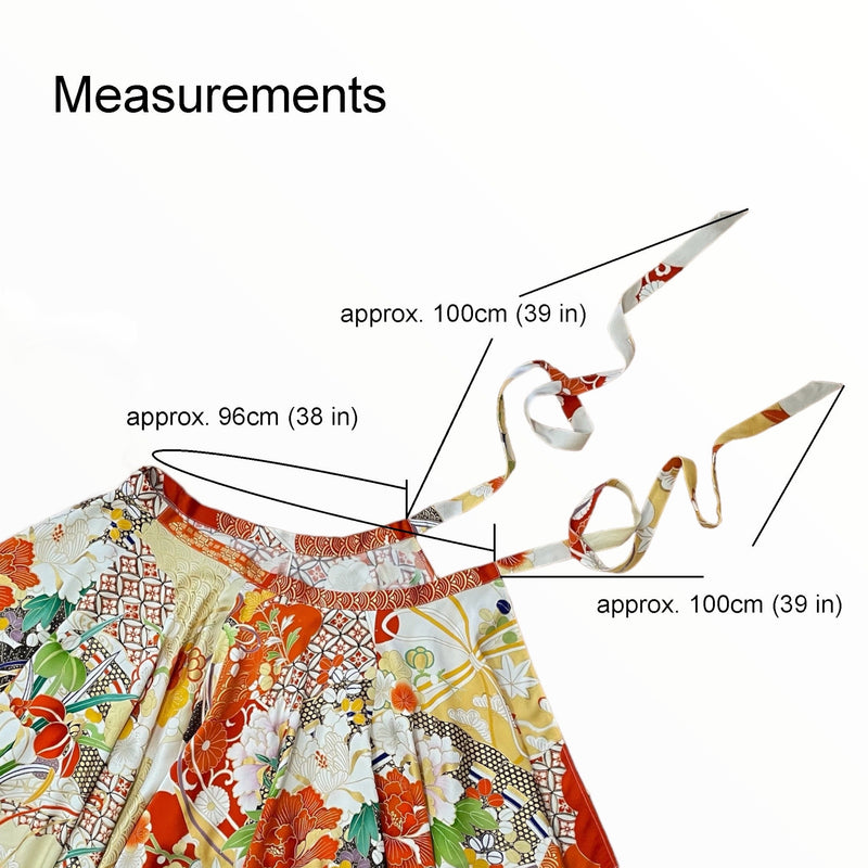 XKIMONO, Silk Skirt, Traditional Pattern Tabanenoshi