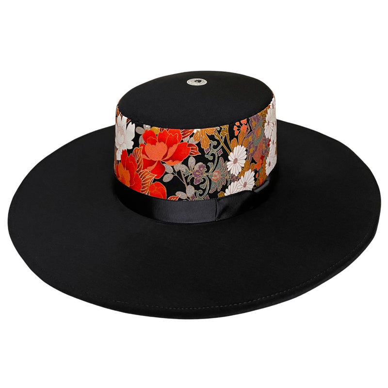 KIMONO HAT, Wide Brim, Flowers