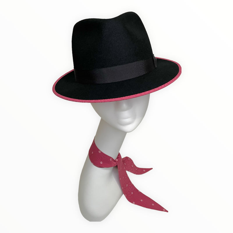 KIMONO HAT | 中折れハット 着物リメイク ウールブラック | Keiko Tagai