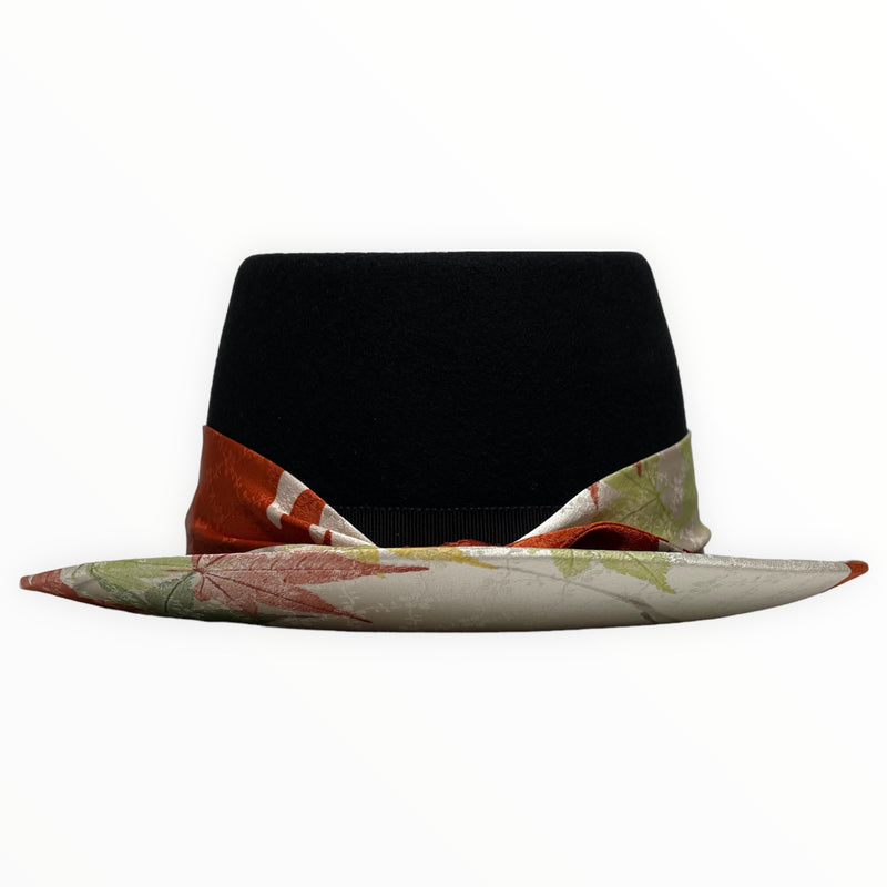 KIMONO HAT | Kimono Upcycled, Fedora Wool Black | Keiko Tagai