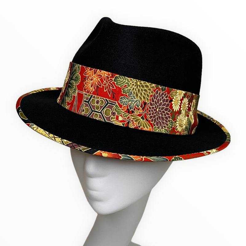 KIMONO HAT | Kimono Upcycled, Stylish Wool Fedora | Keiko Taga
