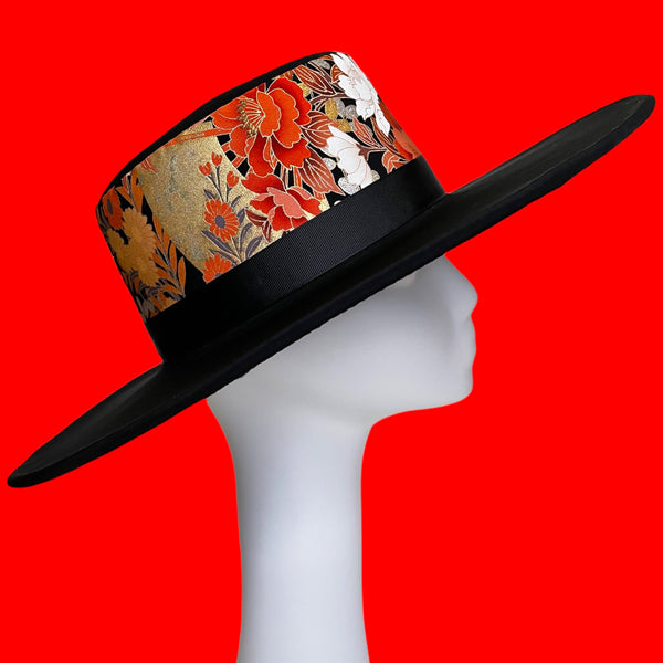 KIMONO HAT, Wide Brim, Flowers