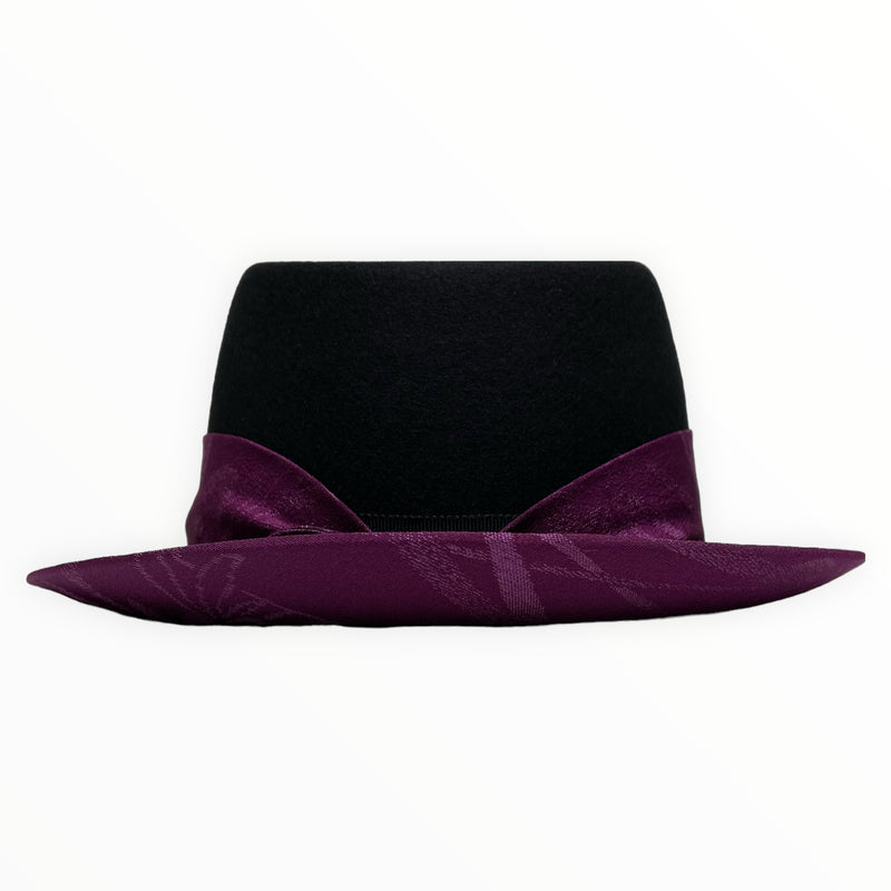 中折れハット 着物リメイク帽子 ウールブラック | Keiko Tagai