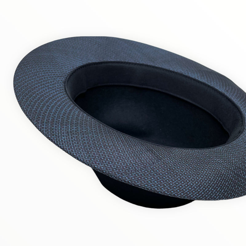 KIMONO HAT | 中折れハット 着物リメイク帽子 ブラックウール | Keiko Tagai