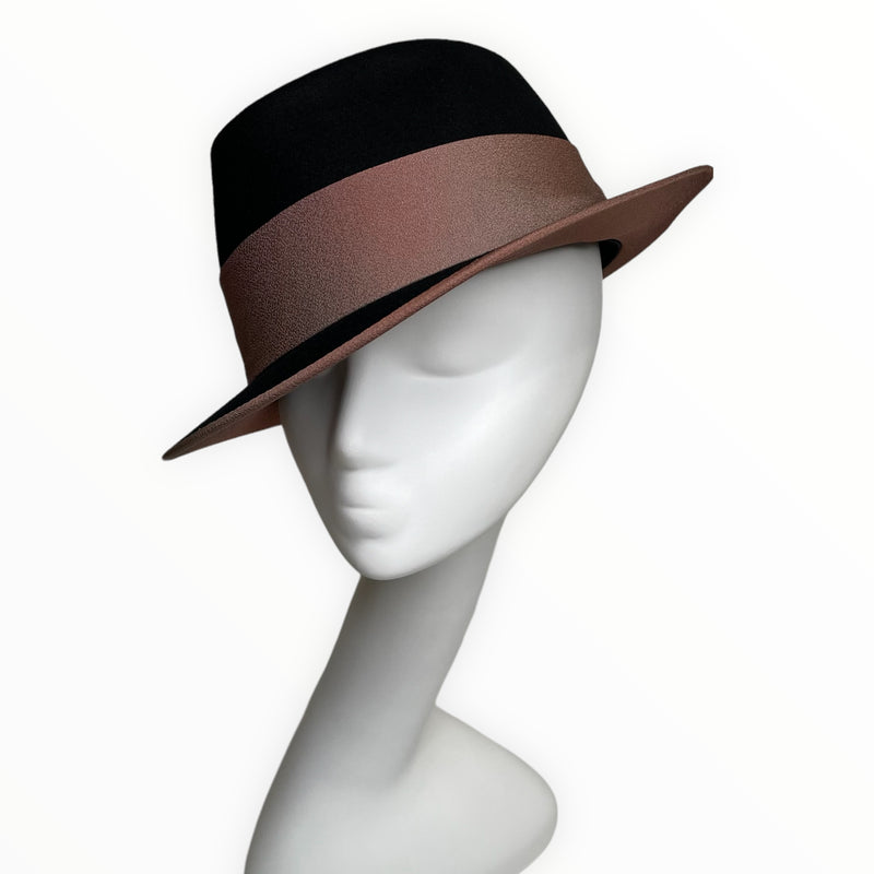 WabiSabi Hat | 中折れハット 着物リメイク帽子 ブラックフェドラ | Keiko Tagai