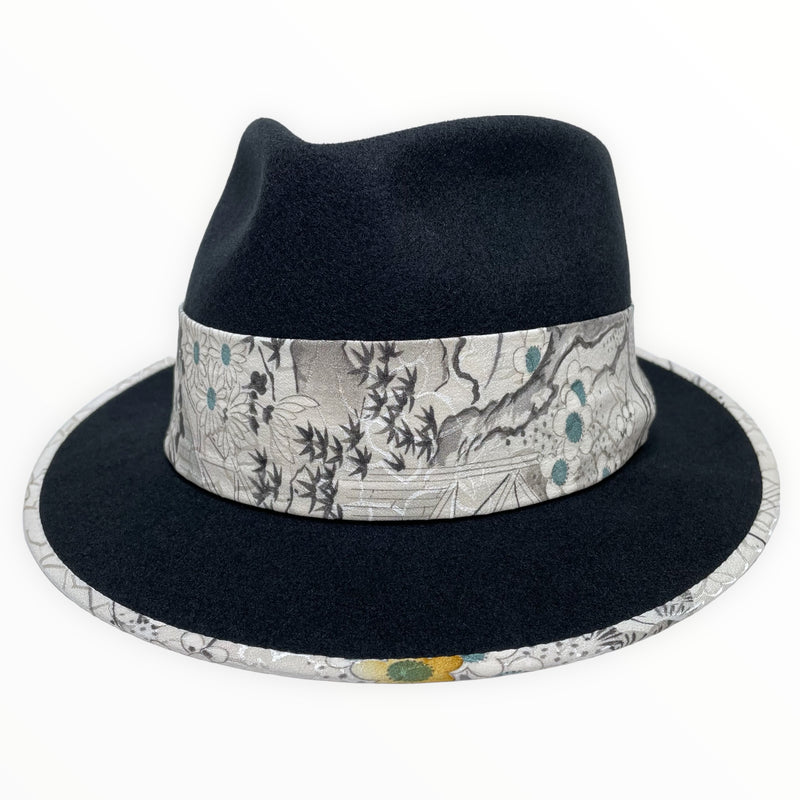 KIMONO HAT | 中折れハット 着物リメイク ウールブラック 個性的 | Keiko Tagai