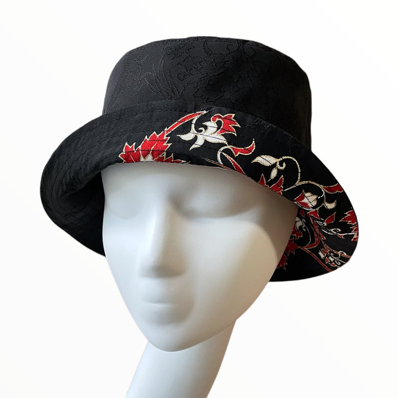 KIMONO HAT | Kimono Upcycled, Stylish Black | Keiko Tagai
