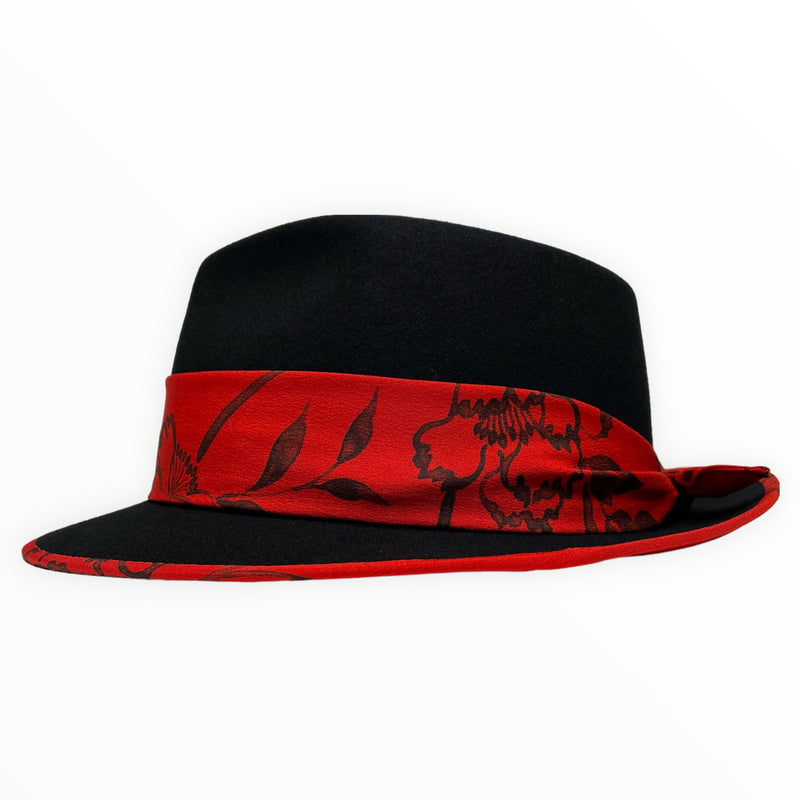 KIMONO HAT | 中折れハット 墨絵花着物リメイク帽子 | Keiko Tagai