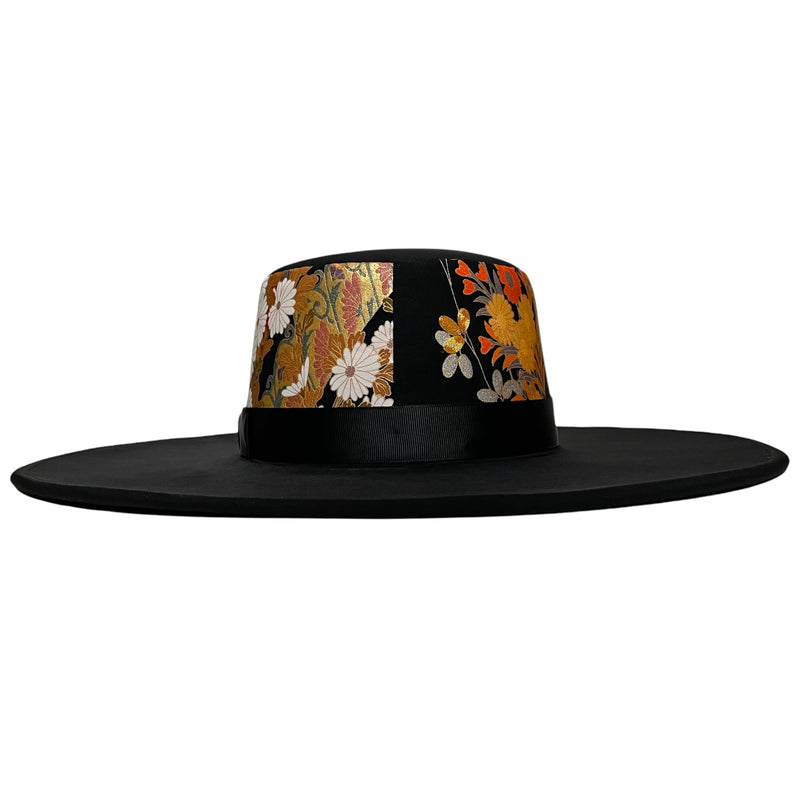 KIMONO HAT, Wide Brim, Flowers